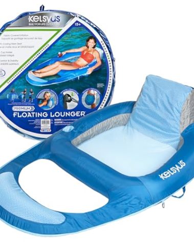 Kelsyus Spring Float Pool Lounger Chair, Light Blue