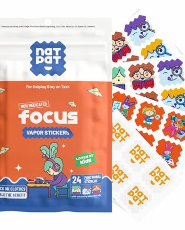 NATPAT Focus Patch Focus Enhancing Stickers for Kids and Adults - Healthy Brain Supports for Attention, Focus, and Concentration - Chemical and Drug Free - 24 Count - BuzzPatch Natural Patch