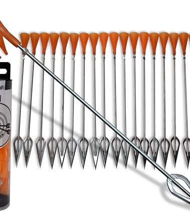 FSFF .625 Blowgun Darts Whisper Razor Dart widest sharpest broadhead darts, 20 pack big 8.25” cold dart for 0.625 bore blowguns steel blade high visibility fletched accurate cone