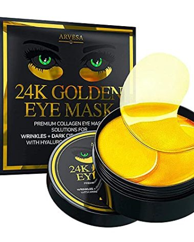 Arvesa Under Eye Mask for Dark Circles and Puffiness, Wrinkles, 24k Gold Under Skincare Treatment Patches for Puffy Eyes with Collagen for Women and Men - Gel Pads - 30 Pairs