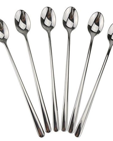 Long Handle Spoon, 9-inch Ice Tea Spoon, DEALIGHT Premium 18/10 Stainless Steel Iced Teaspoon for Mixing, Cocktail Stirring, Tea, Coffee, Milkshake, Cold Drink, Set of 6 (Heavy Duty)