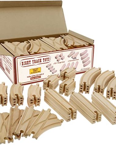 Wooden Train Track 52 Piece Set-18 Feet Of Track Expansion - 5 Distinct Pieces - 100% Compatible with All Major Brands Including Thomas Wooden Railway System: Screen Free Christmas Gift For Toddlers