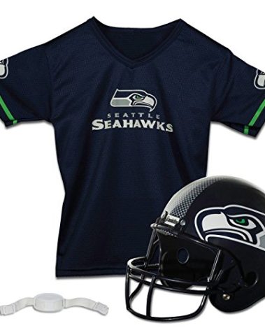 Franklin Sports NFL Seattle Seahawks Kids Football Helmet and Jersey Set - Youth Football Uniform Costume - Helmet, Jersey, Chinstrap - Youth M