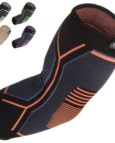 Kunto Fitness Elbow Brace Compression Support Sleeve for Tendonitis, Tennis Elbow, Golf Elbow Treatment - Reduce Joint Pain During Any Activity!
