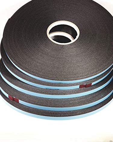 Double Coated Window Glazing Tape, DC-PEF12P Width 1/8” x Thick 3/8" x 75’ Black