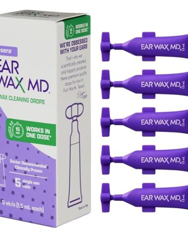 eosera Ear Wax MD Cleaning Drops - Fast-Acting Earwax Removal Solution - 5 Single-Use Vials - Doctor Recommended, Clinically Proven Wax Dissolver for Adults & Kids - Works in 15 Minutes