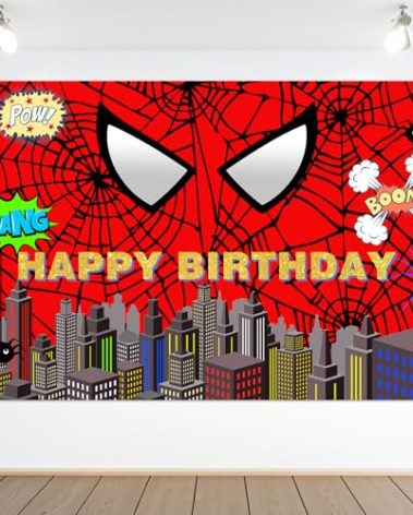 Red Spider Web Backdrop Party Decoration Supplies, 6 * 4ft Super Heros Photo Decor Banner for Boys Baby Shower Birthday Party Photography Background (Red Spider)