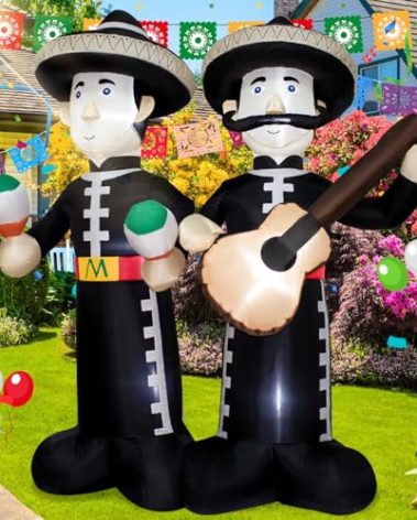 6FT Cinco de Mayo Inflatable Mariachi with LED Lights - Outdoor/Indoor Blow Up Decor for Mexican Fiesta, Halloween, Holiday Parties - Giant Festive Decoration