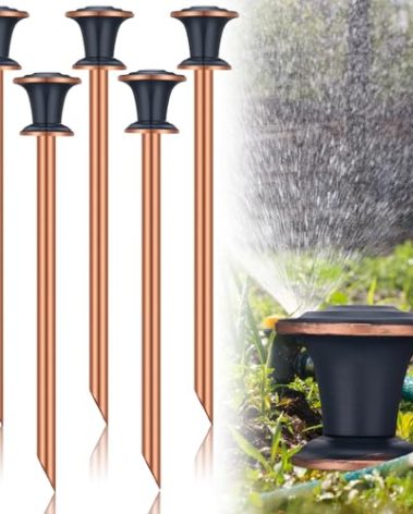 Tandefio 5 Pcs Garden Hose Guide Stake 17 Inch Heavy Duty Decorative Metal Water Hose Guide Stake for Garden, Lawn, Plants and Flower Beds