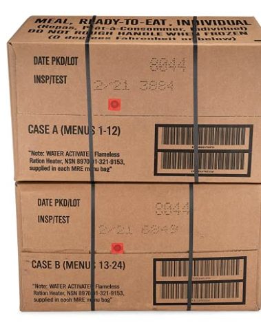 Ameriqual 24ct US Military Surplus MRE Meals Ready to Eat 2021 Inspect A+B Case Bundle Menus 1-24