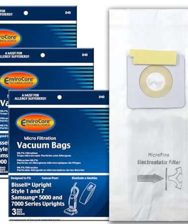 EnviroCare Replacement Micro Filtration Vacuum Cleaner Dust Bags Designed to Fit Bissell Style 1 and 7 Uprights 9 Pack