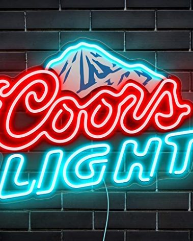 Beer Neon Sign LED Neon Beer Bar Signs for Man Cave Decor Beer Logo Sign with Mountain Pattern Printing Chill Mountain Home Bar Sign (Beer Logo)