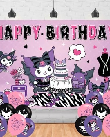 Anime Birthday Party Backdrop, Birthday Party Decoration,Themed Happy Birthday Banner Shoot Photo Backgrounds Props for Boys and Girls Party 5x3ft