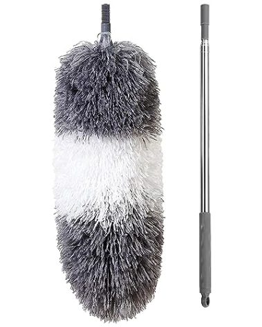 BOOMJOY Microfiber Feather Duster with Extendable Pole and Bendable Head, 100" Telescoping Duster for Cleaning Ceiling, Fan, Furniture