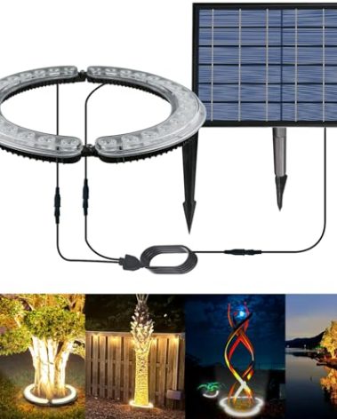 GULADUS Solar Palm Tree Lights Outdoor, 12000 mAh & 32 LEDs Warm Light Outdoor Uplight Landscape Spotlights Solar Powered, Waterproof led Floodlights for Large Tree, Yard, Landscape, Garden