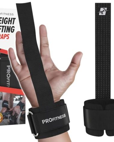 ProFitness Weight Lifting Straps - Wrist Straps for Weightlifting - Padded Workout Wrist Wraps for Men | Lifting Straps Gym as Workout Straps for Men - Weightlifting Wrist Straps (Black/White)