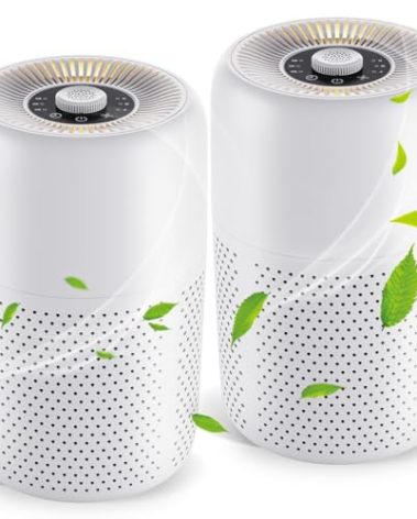 2 Pack YARIKI Air Purifiers for Bedroom Home with Aromatherapy Function,Small Air Purifier with Nightlight Speed Control,24dB Low Noise for Better Sleep,For Pet Room Dorm Kitchen,P60 (White)