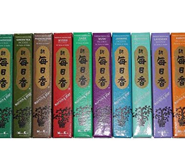 Morning Star Nippon Kodo Incense - 12 Fragrance Assortment (Total 12x50, 600 Sticks) - Sandalwood, Cedarwood, Green Tea, Frankincense, Myrrh, Sage, Musk, Jasmine, Gardenia, Lavender, Amber, Lotus