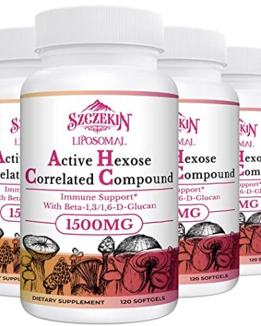1500mg Liposomal Active Hexose Correlated Supplement,480 Soft Gels Beta-Glucans with Natural Mushroom Extract, Immune System, Liver Function, Maintain T-Cell & Killer Cell Activity