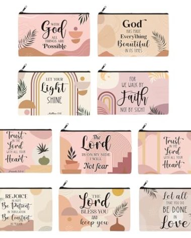 Reginary 20 Pieces Cosmetic Bag for Women, Roomy Makeup Bags with Zipper Toiletry Bag Pouch Travel Packing Accessory Organizer Gifts, 7 x 4.3 Inches (Boho Religion)