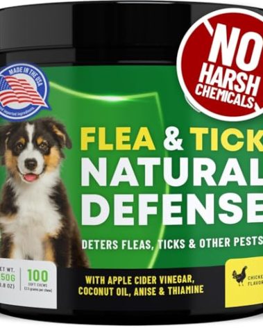 Flea and Tick Chewable Pills - No Harsh Chemicals - 100 Chicken Flavored Treats - Guardian's Choice Pets Brand - Tasty Chews Flea Pills Dogs Love