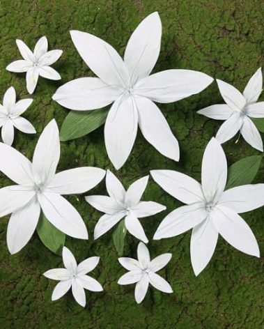 PAPER JAZZ 9PCS 3D Large Paper Flowers Lily Wedding Crepe Paper Flowers Giant White Artificial Flower for Wedding Party,Tea Party,Garden,Wall Backdrop,Summer Home Decor.