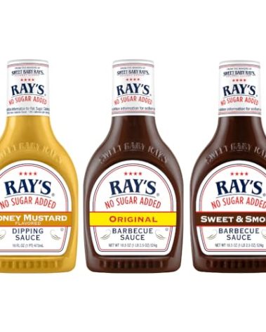 Sweet Baby Ray's No Sugar BBQ Sauce Set - Honey Mustard 16Oz, Original 18Oz and Sweet & Smoky 18Ooz, Pack of 3 for Flavorful Grilling and Culinary Adventures Galore (Variety Pack)