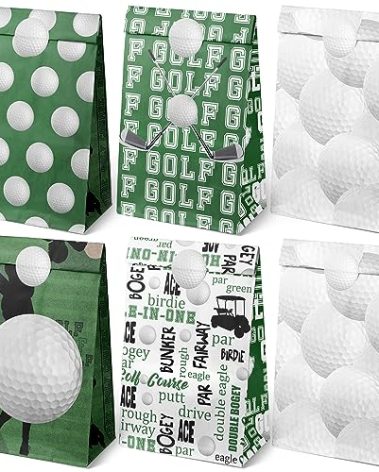 Outego Golf Party Favor Bags – 24 Pcs Golf Gift Bags with 5 Designs, Paper Goodie Bags for Sports Theme Birthday Party Decorations and Golf Event Supplies