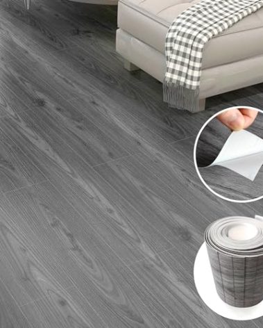 Wood Grey Peel and Stick Floor Tile Waterproof 36" x 6"-（NO Sticky Residue Left） Self-Adhesive and DIY Vinyl Flooring Tiles for Bathroom, Kitchen, Living Room, Bedroom (4pcs Pack 6 Sq.Ft-Nature Grey)