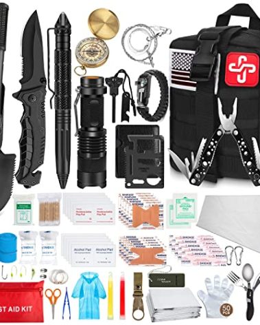 238Pcs Emergency Survival Kit and First Aid Kit, Professional Survival Gear Tool with Tactical Molle Pouch and Emergency Tent for Earthquake, Outdoor Adventure, Camping, Hiking, Hunting