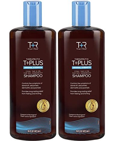 True+Real Coal Tar Therapeutic Plus Tar Gel Anti-Dandruff Shampoo Original Strength 0.5% Coal Tar, 16 Fl Oz, Pack of 2