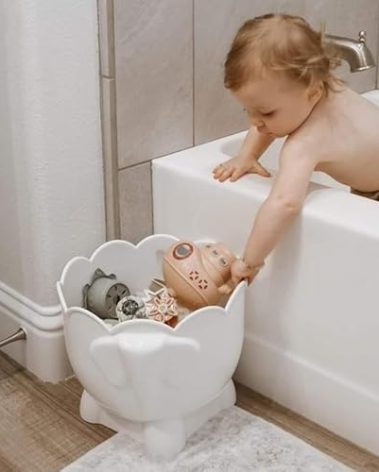 Bath Toy Storage - 2 Piece Baby Bathtub Toy Holder with Removable Base for Draining - Drying Kids Bucket Caddy Bathroom Shower Toy Organizer for Baby Bath Toys Outside Tube (Bath Buddy Toy Storage)