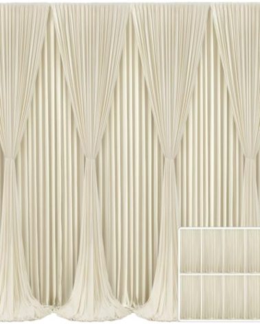 10 Panels Beige Backdrop Curtain for Wedding Parties Wrinkle Free Beige Photo Curtains Backdrop Drapes Fabric Decoration for Baby Shower Photography 50ft(W) x 10ft(H)
