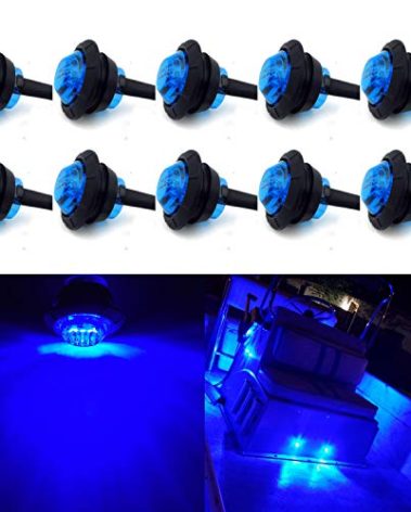 10 Pack Waterproof Marine LED Lights - Boat Underwater & Deck Courtesy Lights, 12V for Yacht, Boat, Fishing, Pontoon, Sailboat, Kayak (Blue)