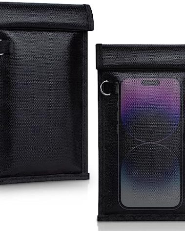 Simket Faraday Bags for Phones and Car Key 2 Pack, Signal Blocking Pouch, Cell Phone Signal Jammer, Car Key/WiFi/RFID/GPS Signal Blocker Black (m)