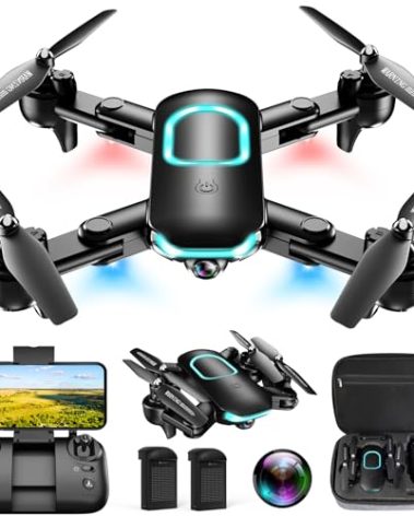 Drone with Camera, Foldable Drone for Beginners with 1080P Camera, Upgrade Altitude Hold, Circle/Rotating/Waypoint Fly, 3D Flip, One Key Start, 3 Speed Mode, 2 Batteries