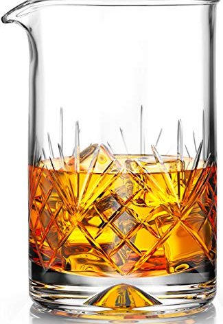 Mofado. Crystal Cocktail Mixing Glass - Premium 18oz (540ml) - Sturdy & Stable Thick Bottom Cocktail Shaker - Professional Quality Bartender Tool for Stirring Cocktails & Mixing Drinks - Gift Ideas