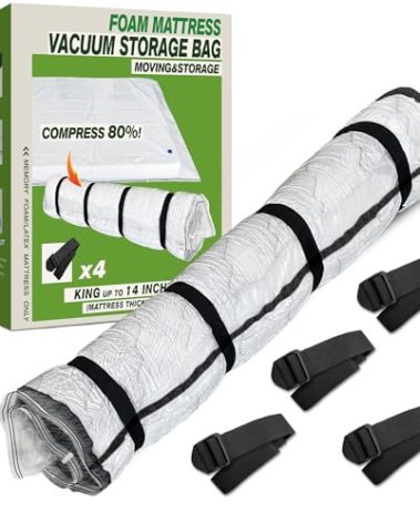 King Size Mattress Vacuum Bag for Memory Foam Latex Mattress Upto 14 Inch, Moving Shipping and Storage
