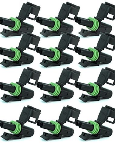 PRECISION FARM SUPPLY APTIV Packard (2 Circuits) Female 2-Contact Tower Half Body Connector (Pack of 12), Female Weatherpack, Waterproof, Nylon, Copper, Screw Terminal