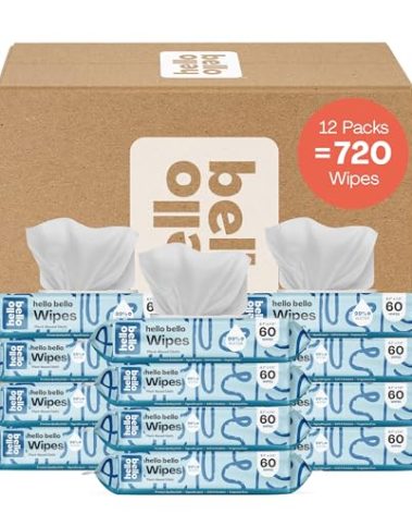 Hello Bello Extra Gentle Unscented Baby Wipes, Plant Based, Made with 99% Water and Aloe for Babies and Kids, 720 Count