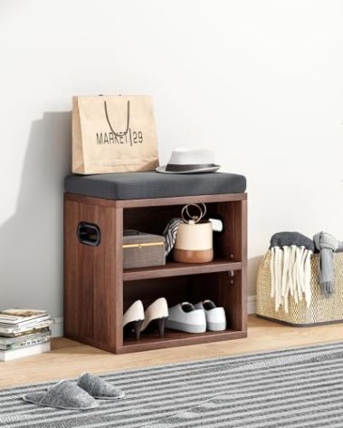 Small Shoe Bench for Entrywaywith Cushion Shoe Bench with Storage and Seating,Seat Entryway Shoe Rack, Entryway
