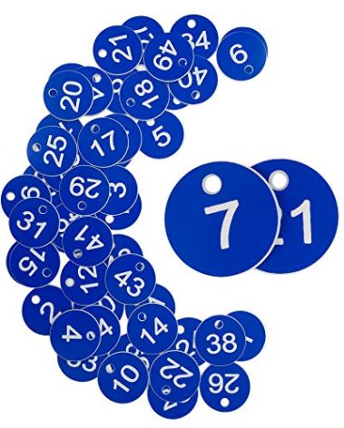 StayMax Plastic ID Number Tags Engraved Tags Key Tags Without Key Rings (201-300, Blue)