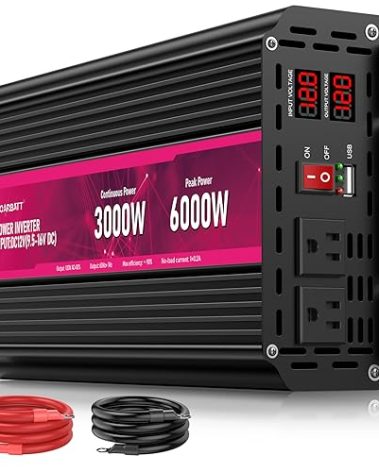 3000W Power Inverter,12V DC to AC 110V120V Peak Power 6000W with 2AC Outlets and 2.4USB Port,LCD Display Car Inverter for Outdoor Activities,Emergency