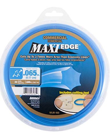 Arnold WLM-165 Maxi-Edge Commercial Grade String Trimmer Line with Cutting Tool, Universal Fit, 22 Refills, .065-Inch x 440-Foot, Blue
