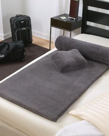 Tempur-Pedic Set-Includes Travel Size TEMPUR-Neck Pillow, Mattress Overlay, and Carry Bag, Gray