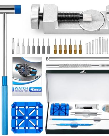 JOREST Watch Link Removal Tool Kit, Watch Band Tool for Watch Repair, Bracelet Adjustment, Replacement and Resizing, Watch Strap Link Remover, with 10 Spring Bars, 10 Pins, User Manual