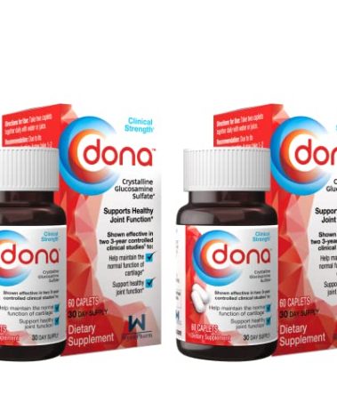 Dona Crystalline Glucosamine Sulfate, 750 Mg, Joint Supplement Pills for Knee Comfort & Joint Health Support, 750 Mg, 60 Count (2 Pack).