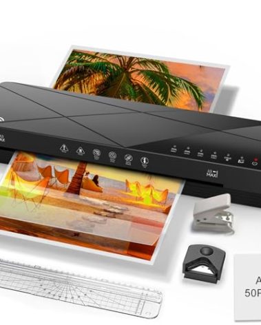 Crenova Laminator Machine 13 inch, Laminating Machine with 50 Laminating Sheets 60s Quick Warm Up Auto-Off, 6 in1 Lamination Machine ABS Jam Free for Home Office School, Black