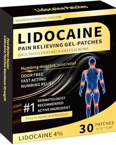 Bio-MD 4% Lidocaine Pain Relief Patches 30 Count Maximum Strength Numbing Gel Patch for Back Knee Neck Joint Ache Muscle Soreness Topical Analgesic