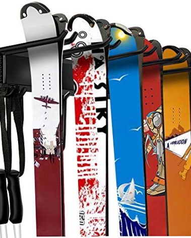 WALMANN Garage Storage Organization System Ski Wall Rack 10 Pairs of Skis Mount Hanger Home Shed and Garage Snowboard Wall Rack System Holds Up to 300lbs
